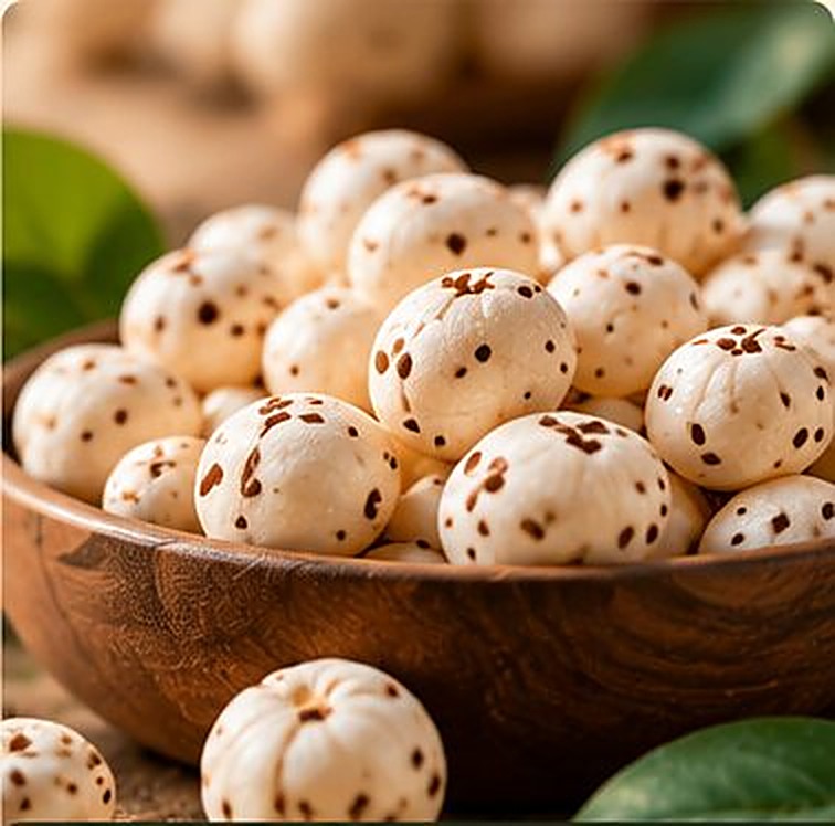 Raw makhana in a wooden bowl, from the homepage images